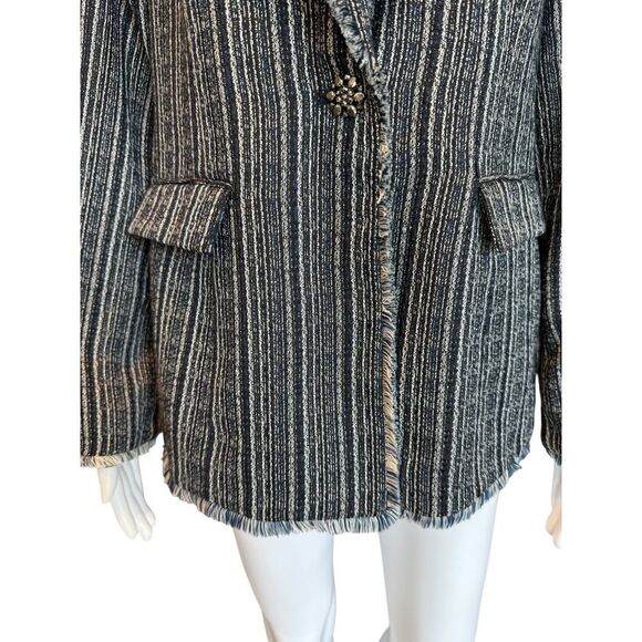 Chicos Striped Navy Tweed‎ Blazer Size S - Picture 6 of 12